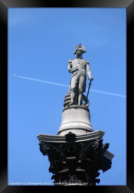 Iconic Nelson's Column & Soaring Aeroplane Framed Print by Carnegie 42