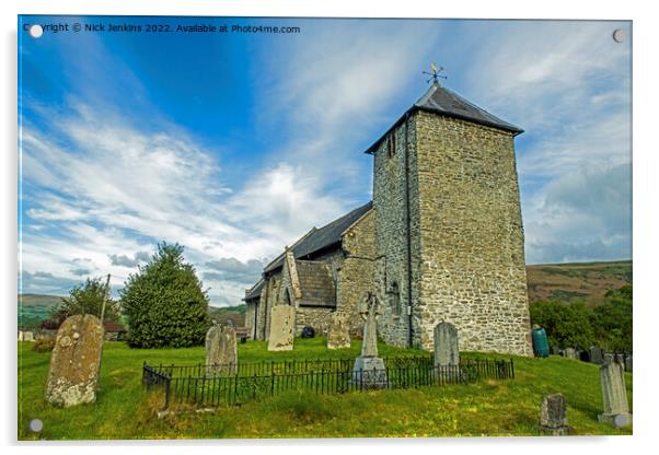 Mid Wales Llandewi'r Cwm Church Acrylic by Nick Jenkins