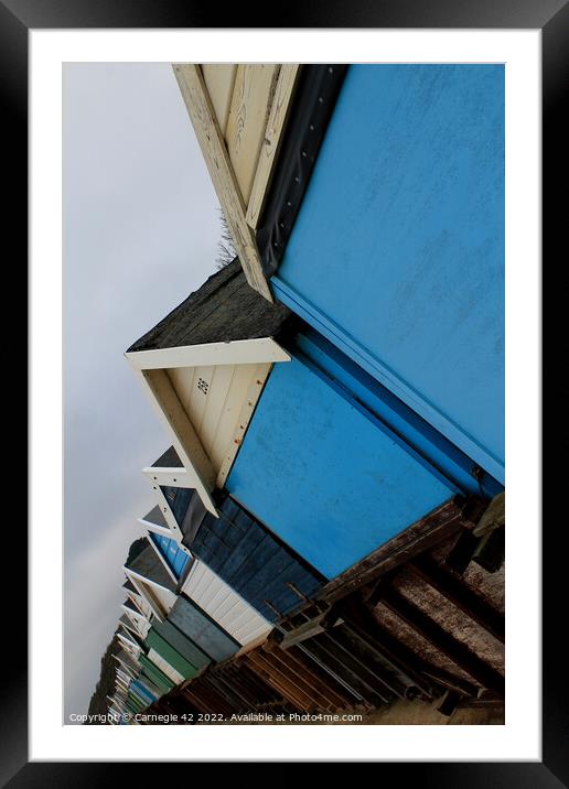 Vibrant Beachside Chalets, Bournemouth Framed Mounted Print by Carnegie 42