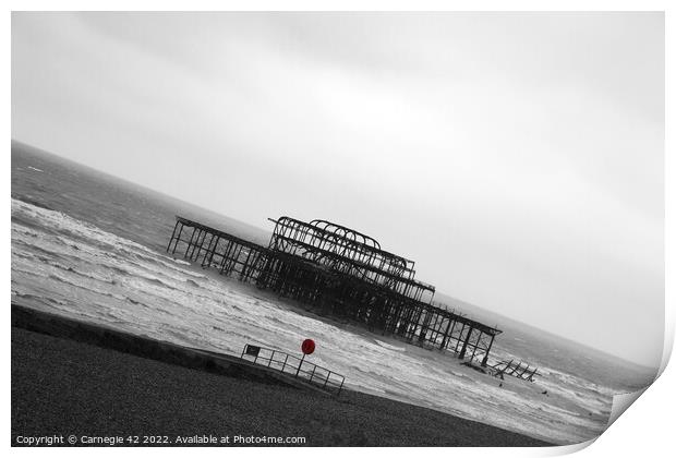 Brighton's Iconic West Pier: A Colourful Vision Print by Carnegie 42