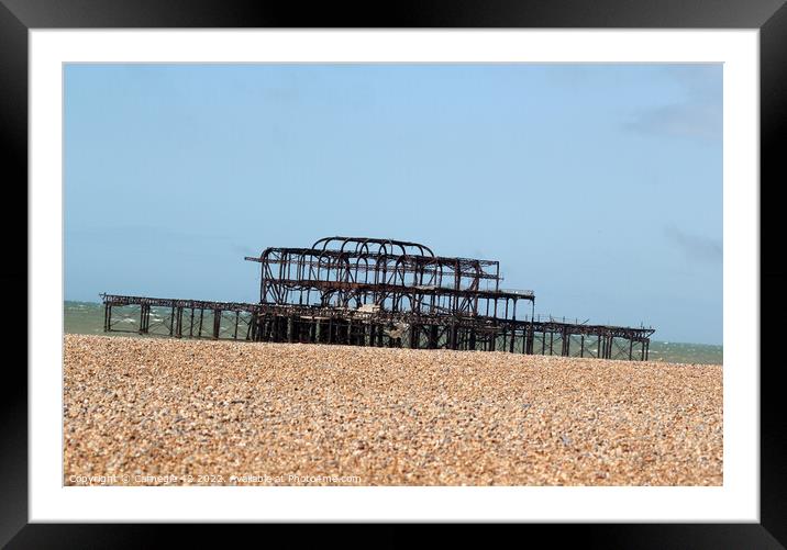 Brighton's Historic West Pier Silhouette Framed Mounted Print by Carnegie 42