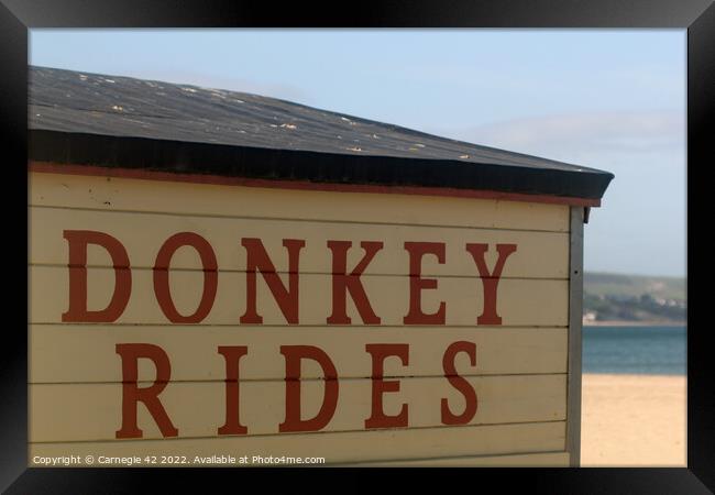 Iconic Weymouth Beach Donkey Hut Framed Print by Carnegie 42