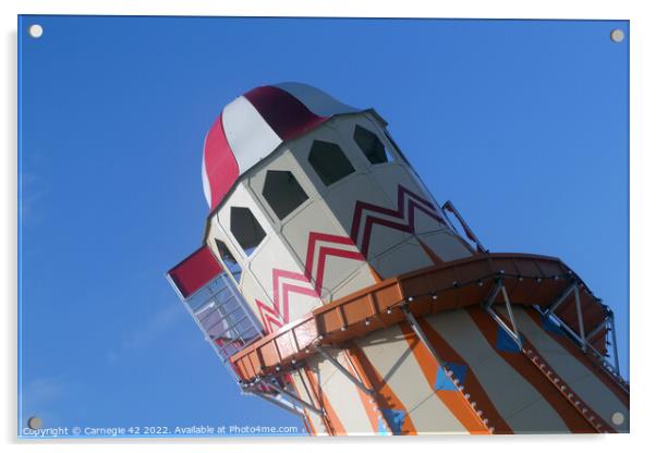 Whimsical Weymouth Beach Fairground Attraction Acrylic by Carnegie 42