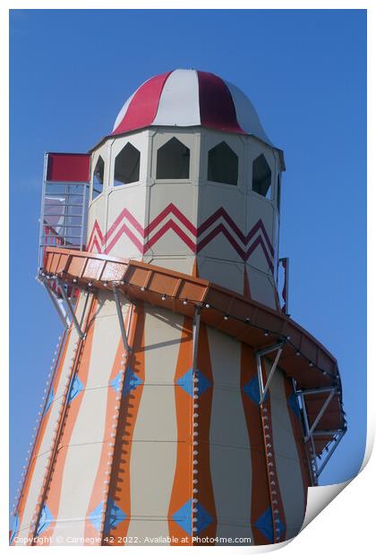 Iconic Helter Skelter at Weymouth Beach Print by Carnegie 42