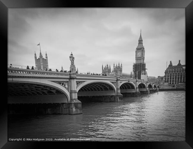Houses of Parliament in Black & White, London Framed Print by Rika Hodgson