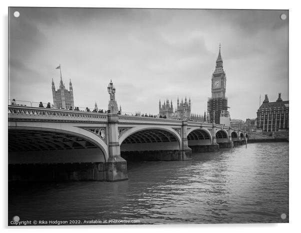 Houses of Parliament in Black & White, London Acrylic by Rika Hodgson