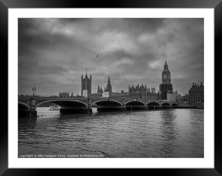 Cityscape, Houses of Parliament in Monochrome, Lon Framed Mounted Print by Rika Hodgson