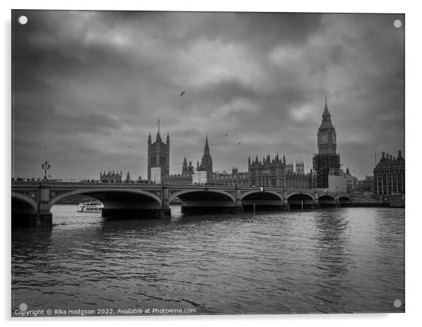 Cityscape, Houses of Parliament in Monochrome, Lon Acrylic by Rika Hodgson