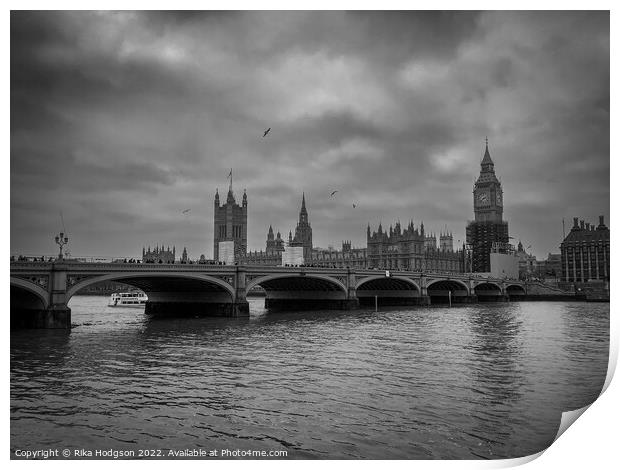 Cityscape, Houses of Parliament in Monochrome, Lon Print by Rika Hodgson