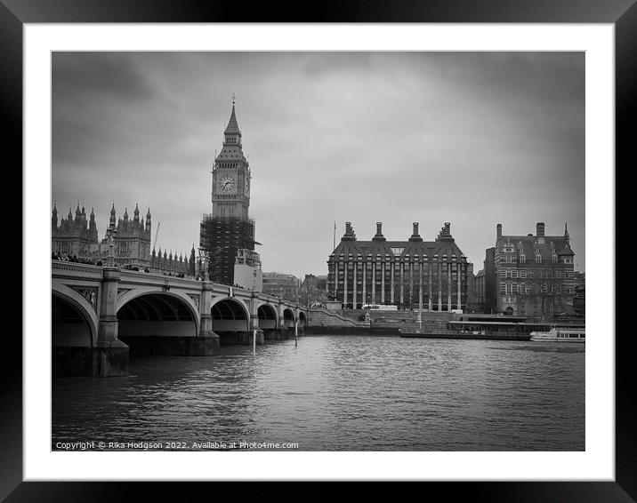 Big Ben, Black & White, London, UK Framed Mounted Print by Rika Hodgson