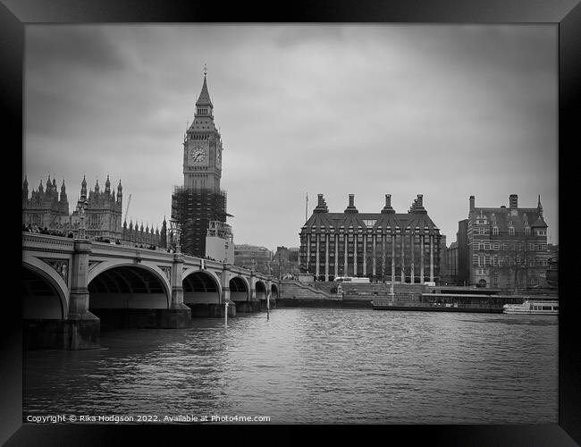 Big Ben, Black & White, London, UK Framed Print by Rika Hodgson