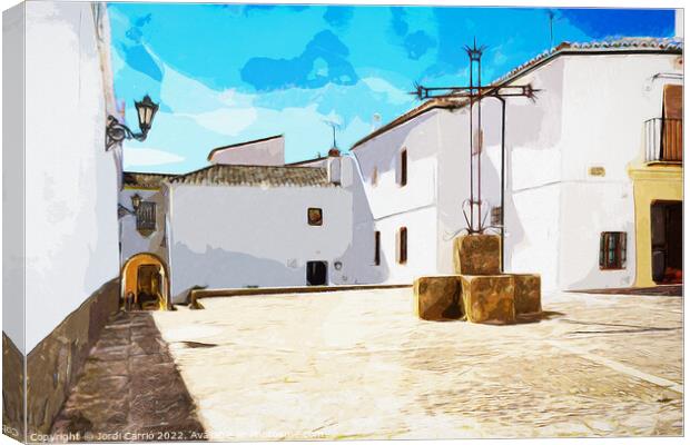 Ronda historic center square - C1804 2935 WAT Canvas Print by Jordi Carrio