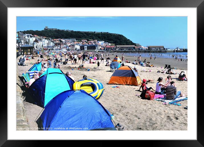 Castle and beach in July, Scarborough, Yorkshire, UK. Framed Mounted Print by john hill
