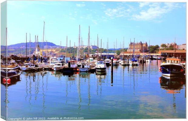 Harbour and Marina reflections, Scarborough, Yorkshire. Canvas Print by john hill