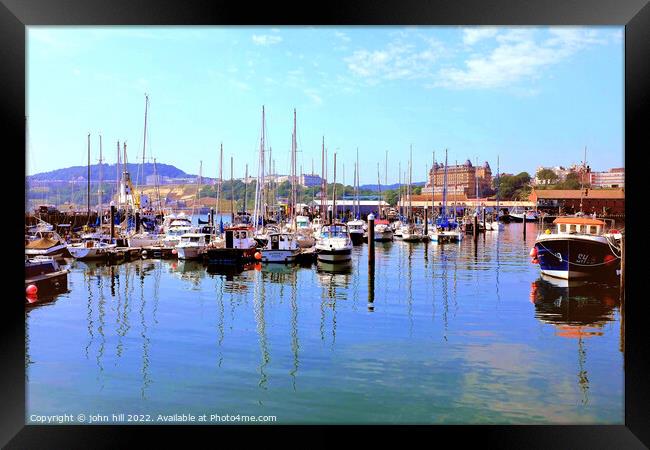 Harbour and Marina reflections, Scarborough, Yorkshire. Framed Print by john hill