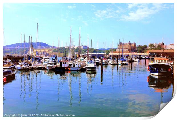 Harbour and Marina reflections, Scarborough, Yorkshire. Print by john hill