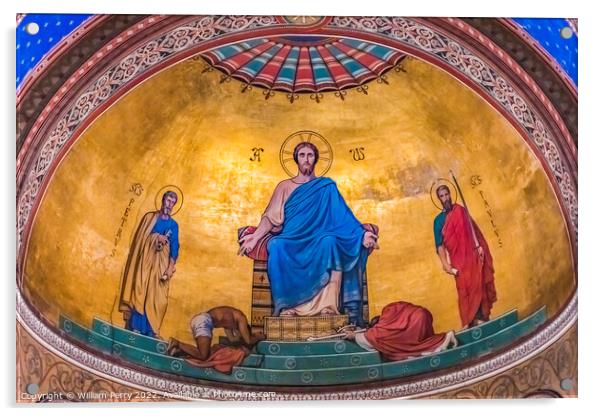 Jesus Christ Fresco Saint Paul Church Nimes Gard France Acrylic by William Perry