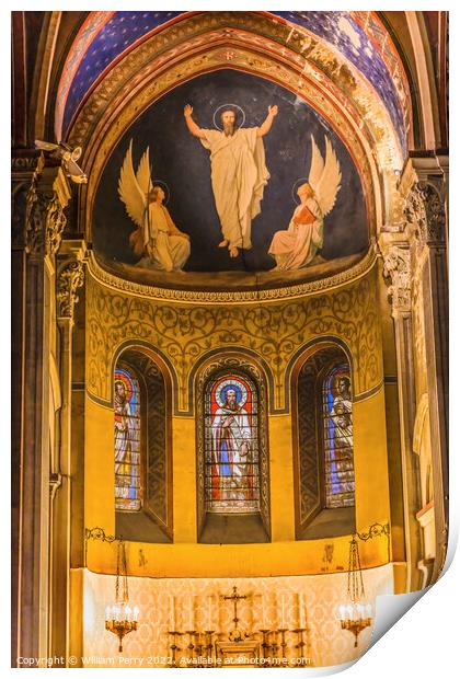 Chapel Fresco Saint Paul Church Nimes Gard France Print by William Perry