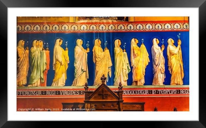Female Saints Fresco Saint Paul Church Nimes Gard France Framed Mounted Print by William Perry
