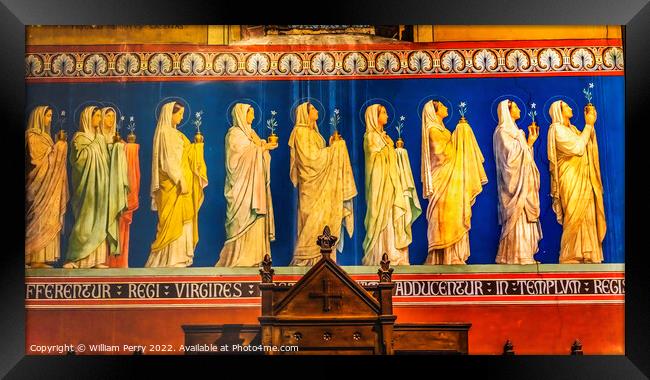 Female Saints Fresco Saint Paul Church Nimes Gard France Framed Print by William Perry