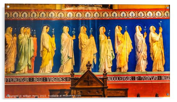 Female Saints Fresco Saint Paul Church Nimes Gard France Acrylic by William Perry