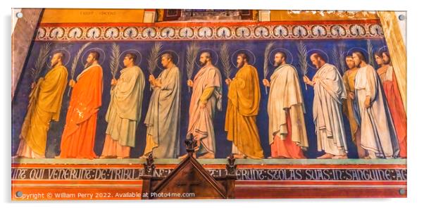 Male Saints Fresco Saint Paul Church Nimes Gard France Acrylic by William Perry