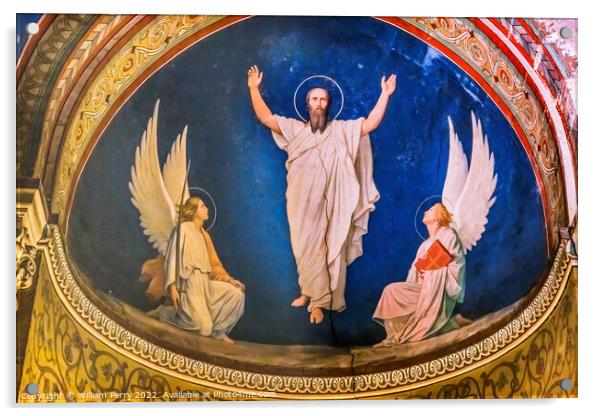 Angels Fresco Saint Paul Church Nimes Gard France Acrylic by William Perry