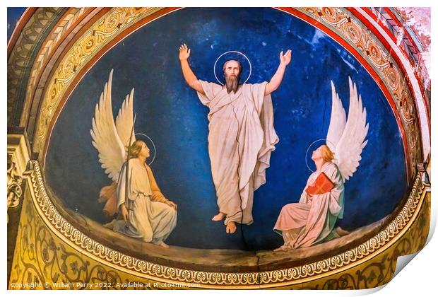 Angels Fresco Saint Paul Church Nimes Gard France Print by William Perry