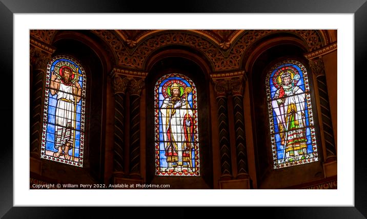 Saints Stained Glass Saint Paul Church Nimes Gard France Framed Mounted Print by William Perry