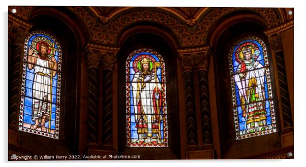 Saints Stained Glass Saint Paul Church Nimes Gard France Acrylic by William Perry