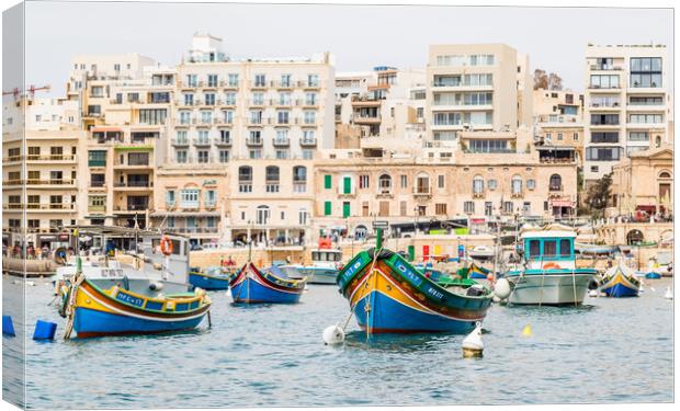 Spinola Bay full of colourful boats Canvas Print by Jason Wells