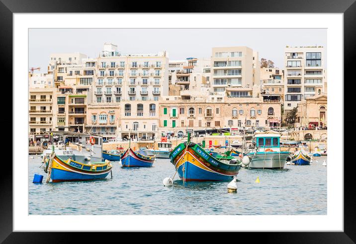Spinola Bay full of colourful boats Framed Mounted Print by Jason Wells