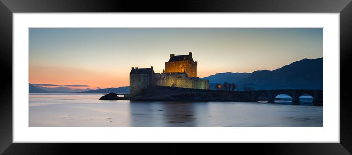Eilean Donan Castle  Panoramic Sunset- Scotland Framed Mounted Print by Phil Durkin DPAGB BPE4
