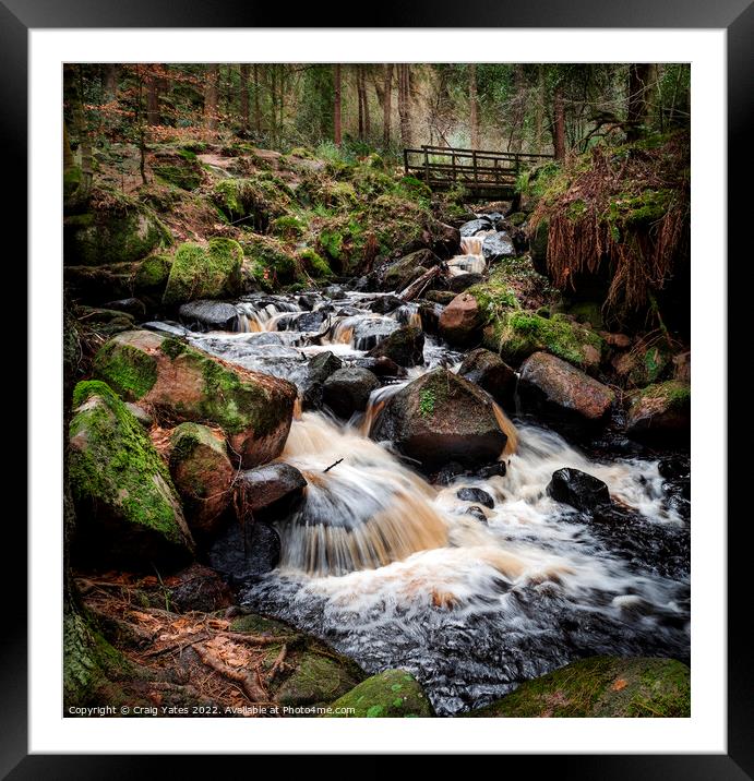 Wyming Brook Autumnal Waterfall Framed Mounted Print by Craig Yates