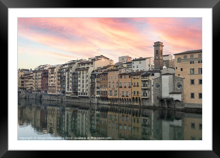 Lungarno riverside in Florence, Italy Framed Mounted Print by Sergio Delle Vedove