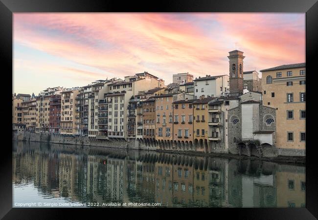 Lungarno riverside in Florence, Italy Framed Print by Sergio Delle Vedove
