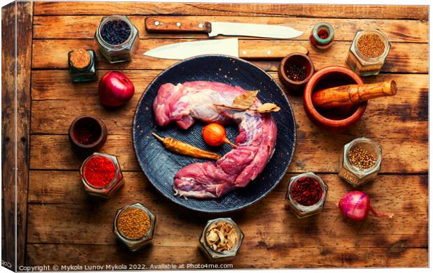Uncooked pork meat, fresh meat Canvas Print by Mykola Lunov Mykola