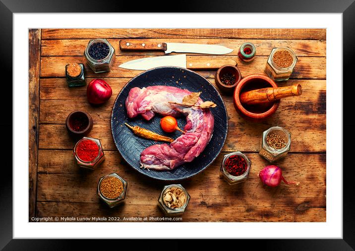 Uncooked pork meat, fresh meat Framed Mounted Print by Mykola Lunov Mykola