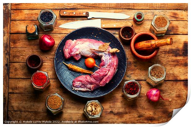 Uncooked pork meat, fresh meat Print by Mykola Lunov Mykola