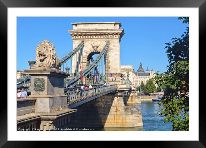 Chain Bridge - Budapest Framed Mounted Print by Laszlo Konya