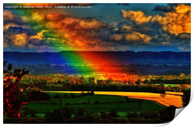 Rainbow Church Print by Stephen Pimm