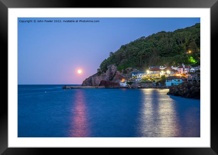 Babbacombe Beach by Moonlight Framed Mounted Print by John Fowler