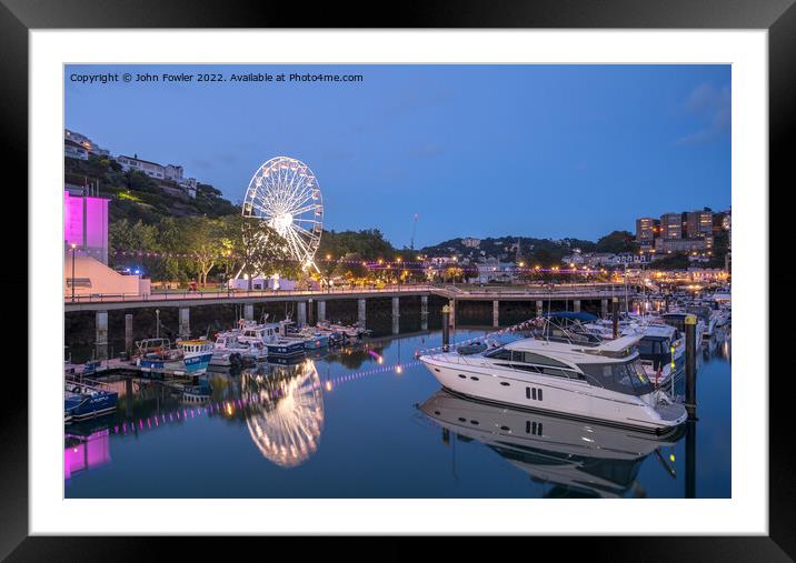  Torquay Harbour at Twilight Framed Mounted Print by John Fowler