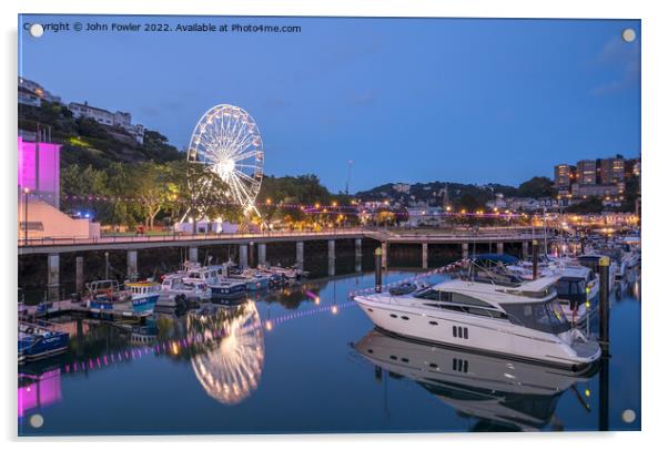  Torquay Harbour at Twilight Acrylic by John Fowler