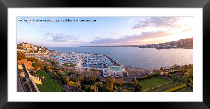 Torquay Harbour panorama Framed Mounted Print by John Fowler