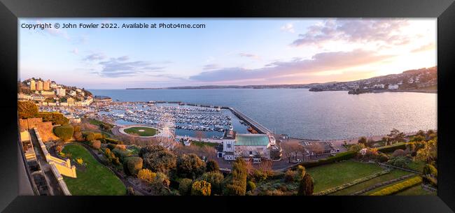 Torquay Harbour panorama Framed Print by John Fowler