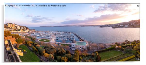Torquay Harbour panorama Acrylic by John Fowler