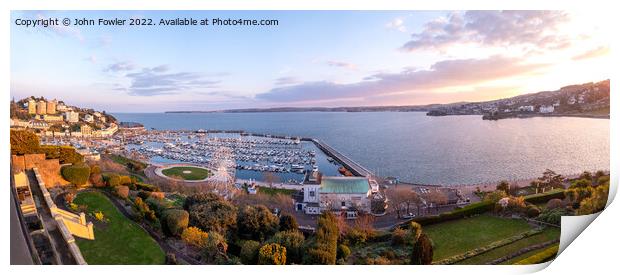 Torquay Harbour panorama Print by John Fowler