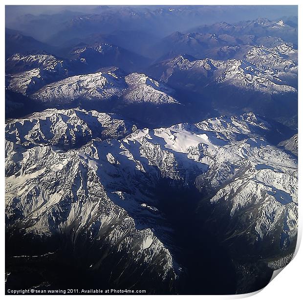 The Alps at 38000 Print by Sean Wareing