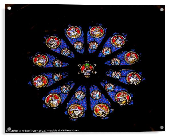 Mary Jesus Rose Window Saint Paul Church Nimes Gard France Acrylic by William Perry